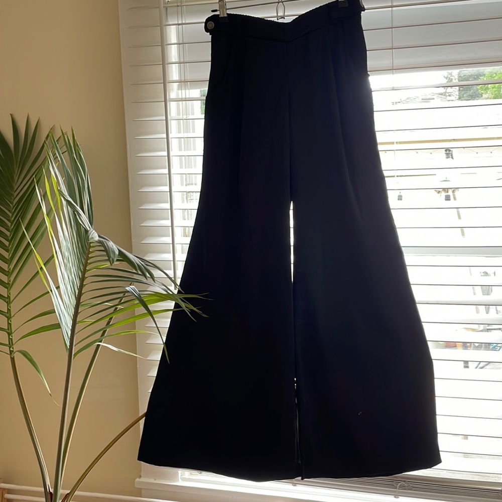Free People silky black wide leg pants